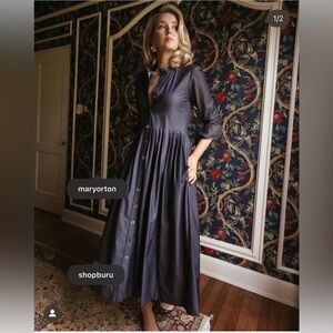 Buru x Mary Orton Long Sleeve Mandarin Collar Dress